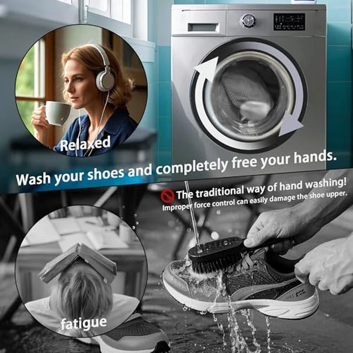 ADEHMDA 2Pcs Shoe Washing Machine Bag, Sneaker Laundry Bag for Washing Machine, Extra Long and Thick Microfibre Fluff, Reusable for Washer and Dryer (2pcs, Gray-white) by ADEHMDA - Image 5