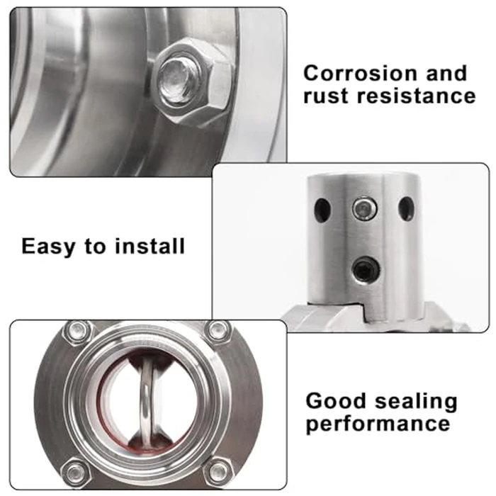 Aienxn 2PCS 1.5 Inch Sanitary Butterfly Valve with Pull Handle, 304 Stainless Steel Tri Clamp Clover (1.5" Tube OD) Fit for 1.5 Inch Tri-Clamp Q-085 by Aienxn - Image 3