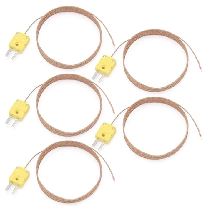 DROK High Accuracy K Type Thermocouple Probe - 5 Pack Type K Temperature Probes & Sensors for Thermocouple Thermometer, 2 Meters Long Measure Range -40 degreesC~480 degreesC (-40 degreesF~896 degreesF) by DROK - Used - Like New condition - US$21.84