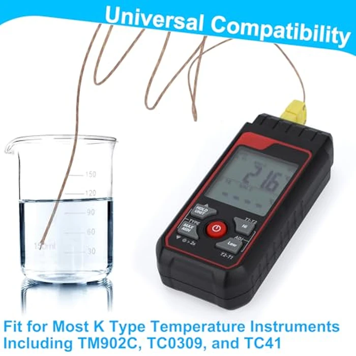 DROK High Accuracy K Type Thermocouple Probe - 5 Pack Type K Temperature Probes & Sensors for Thermocouple Thermometer, 2 Meters Long Measure Range -40 degreesC~480 degreesC (-40 degreesF~896 degreesF) by DROK - Image 2