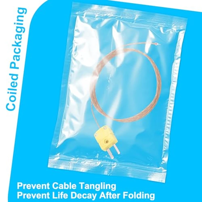 DROK High Accuracy K Type Thermocouple Probe - 5 Pack Type K Temperature Probes & Sensors for Thermocouple Thermometer, 2 Meters Long Measure Range -40 degreesC~480 degreesC (-40 degreesF~896 degreesF) by DROK - Image 3