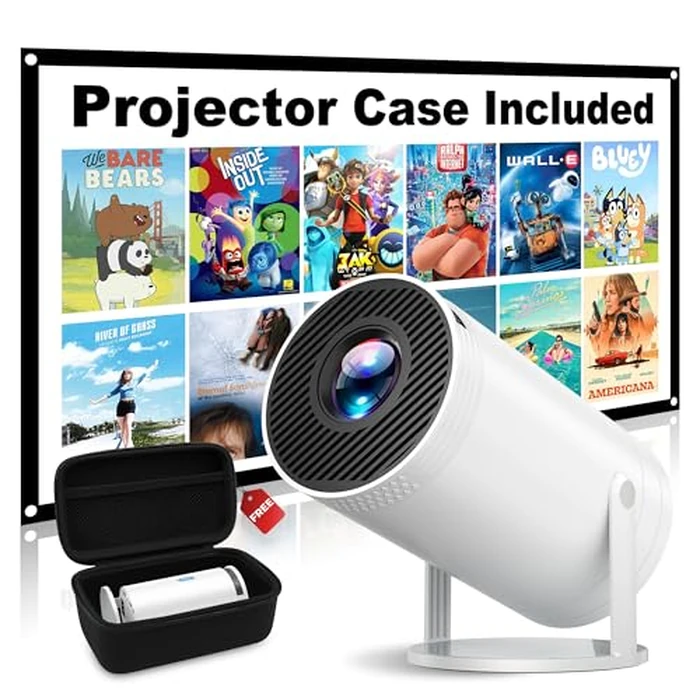 Mini Projector, Native 1080P Portable Projector with Carrying Case, 4K Support, 270 degreesRotatable Outdoor Movie Proyector, Home Theater Projector Compatible with Phone/TV Stick/Laptop/PS4/HDMI/USB by Telonixium - Used - Like New condition - US$33.72