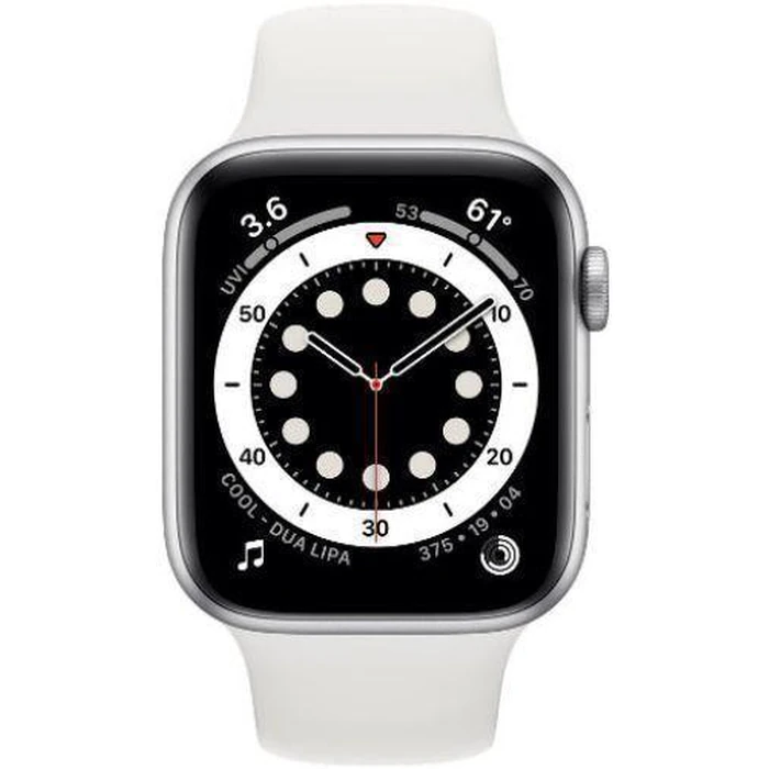 Apple Watch Series 6 (Cellular + GPS) - 32GB - 40mm - Silver Aluminum Case with White Rubber Sport Band by Apple - Refurbished - Excellent condition - US$116.99
