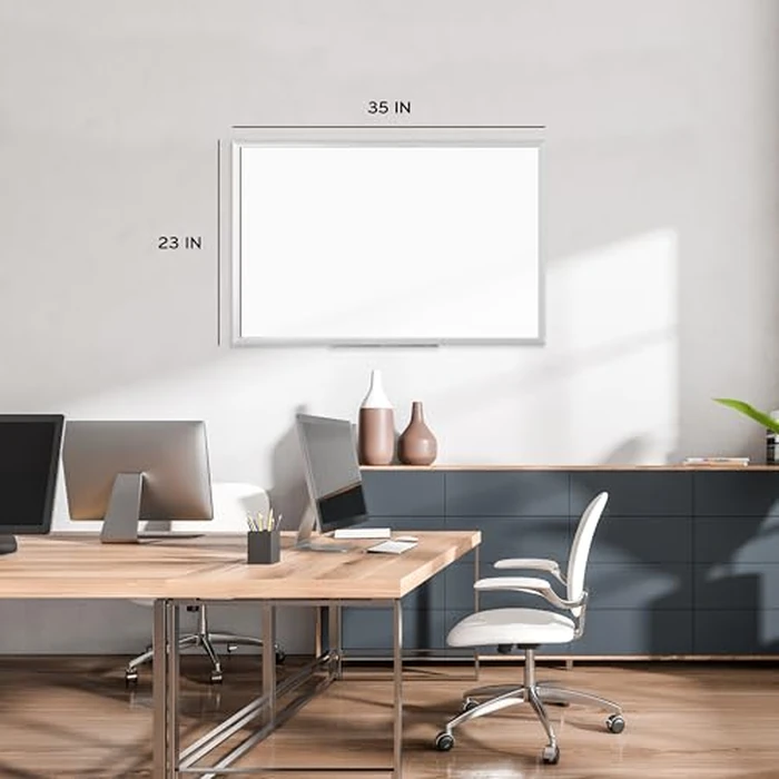 U Brands Magnetic Whiteboard, 36" x 24", Wall Mounted Dry Erase Board with Silver Aluminum Frame, White Board for Home, Office, Classroom by U Brands - Image 2
