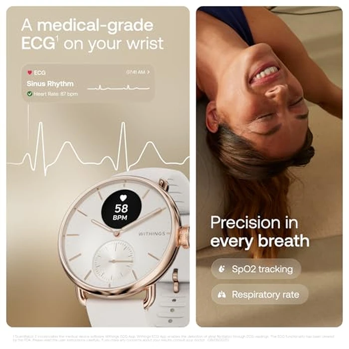 WITHINGS ScanWatch 2 - Hybrid Smart Watch, Heart Rate Monitoring, Fitness Tracker, Cycle Tracker, Sleep Monitoring, GPS Tracker, 30-Day Battery Life, Android & Apple Compatible, HSA/FSA by Withings - Image 4