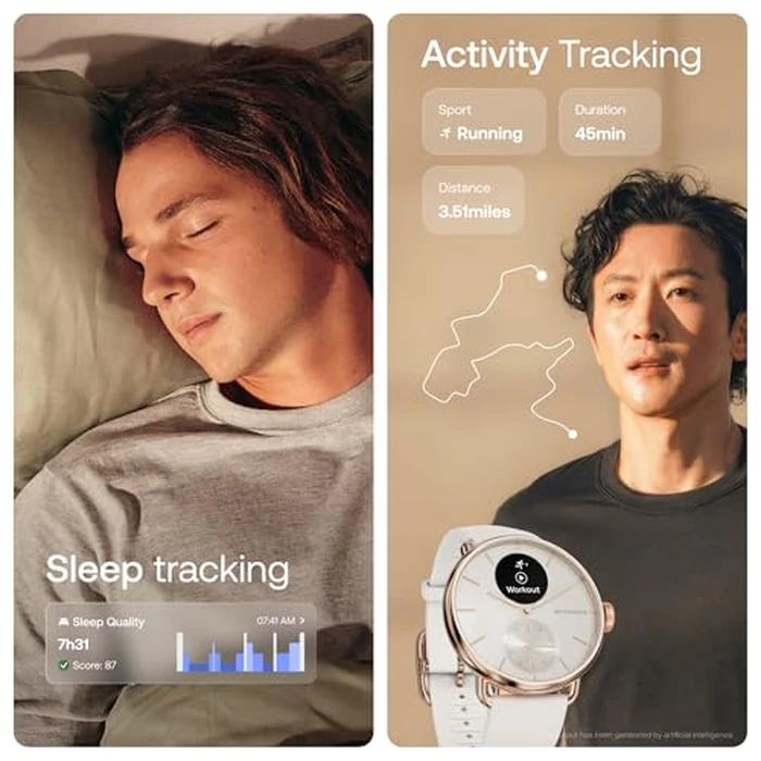 WITHINGS ScanWatch 2 - Hybrid Smart Watch, Heart Rate Monitoring, Fitness Tracker, Cycle Tracker, Sleep Monitoring, GPS Tracker, 30-Day Battery Life, Android & Apple Compatible, HSA/FSA by Withings - Image 5