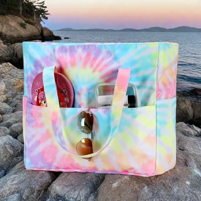 CAMTOP Waterproof Beach Tote Bag for Women Girls with Zipper Foldable Sandproof Pool Swim Bag Travel Carry On Gym (Z-2pcs 2-Tie Dye) by CAMTOP - Image 8