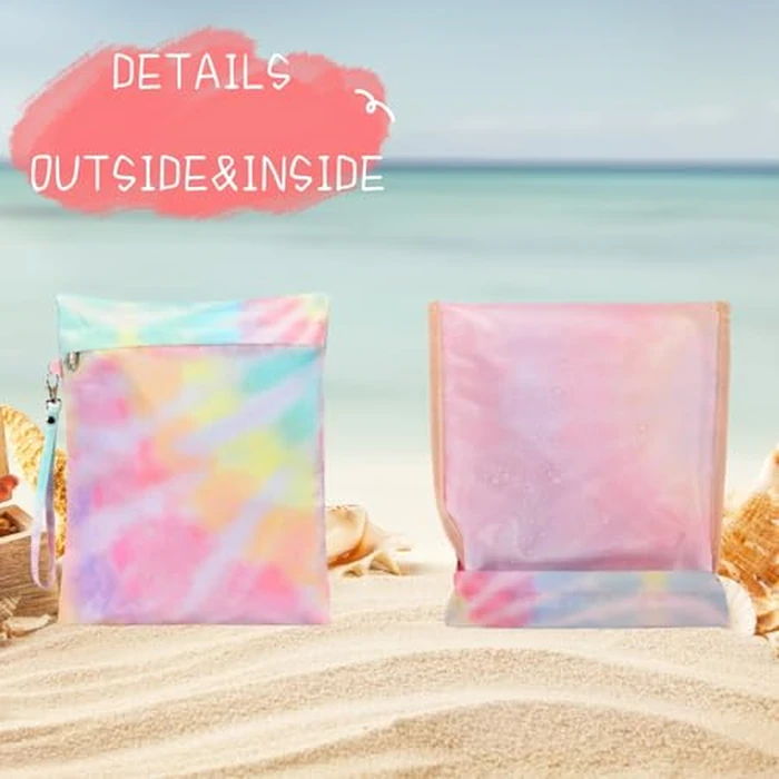 CAMTOP Waterproof Beach Tote Bag for Women Girls with Zipper Foldable Sandproof Pool Swim Bag Travel Carry On Gym (Z-2pcs 2-Tie Dye) by CAMTOP - Image 9