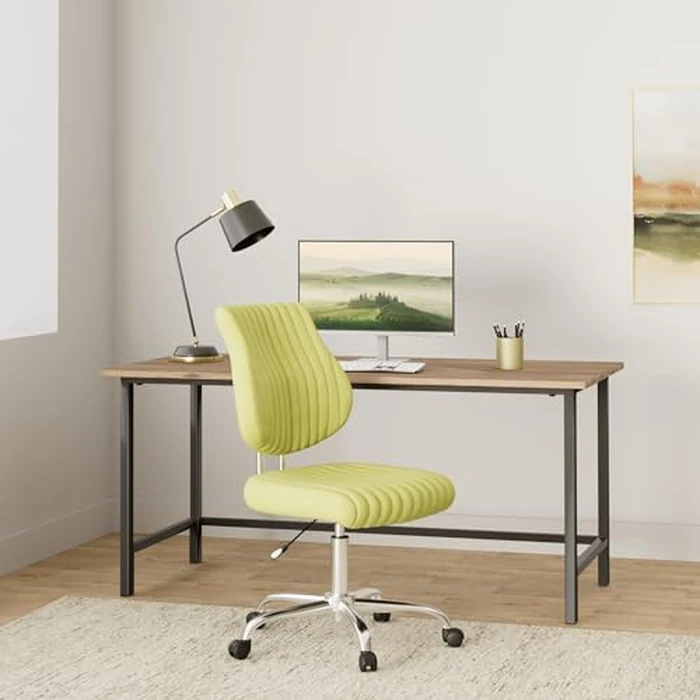 OSP Home Furnishings Sunnydale Adjustable Plush Office Chair with Chrome Base, Basil by OSP Home Furnishings - Image 2