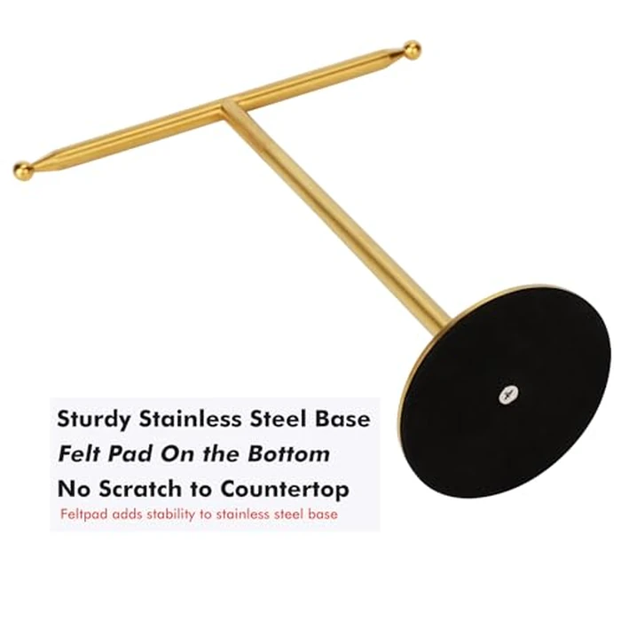 Gold Hand Towel Holder Stand for Bathroom Vanity Countertop Stainless Steel T-Shape Free Standing Towel Rack Stand Towel Bar for Bathroom Kitchen (Gold) by exilon - Image 7