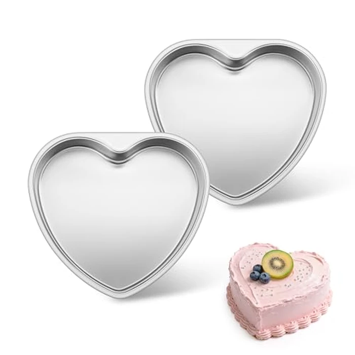 E-far 6 Inch Heart Cake Pan, 2Pcs Stainless Steel Small Heart Shaped Cake Mold, Cake Tin Baking Pan for Valentine's Day Anniversaries Wedding, Non-Toxic & Dishwasher Safe by E-far - Used - Like New condition - CA$18.99