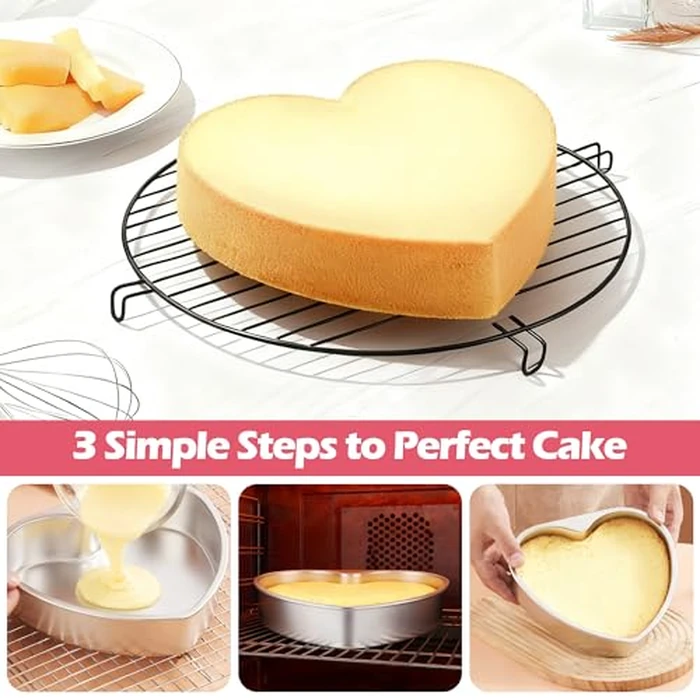 E-far 6 Inch Heart Cake Pan, 2Pcs Stainless Steel Small Heart Shaped Cake Mold, Cake Tin Baking Pan for Valentine's Day Anniversaries Wedding, Non-Toxic & Dishwasher Safe by E-far - Image 4