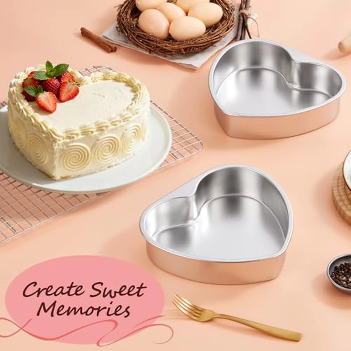 E-far 6 Inch Heart Cake Pan, 2Pcs Stainless Steel Small Heart Shaped Cake Mold, Cake Tin Baking Pan for Valentine's Day Anniversaries Wedding, Non-Toxic & Dishwasher Safe by E-far - Image 6