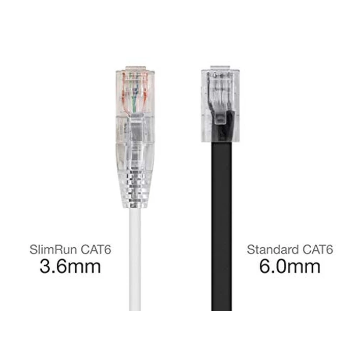 Monoprice Cat6 14ft White Component Level Patch Cable UTP 28AWG 550MHz Pure Bare Copper Snagless RJ45 SlimRun Series Ethernet Cable by Monoprice - Image 2