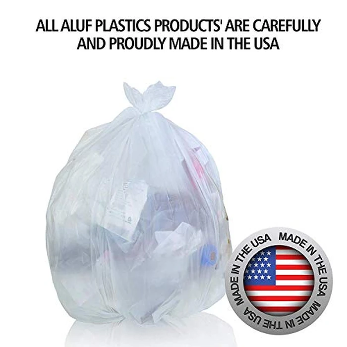 Aluf Plastics High Density Trash Bags, 16 Gallon, 1000 Count, 8 Micron (eq), 24" x 33", Clear, for Bathroom, Office, Industrial, Commercial, Janitorial, Municipal, Recycling by Aluf Plastics - Image 7