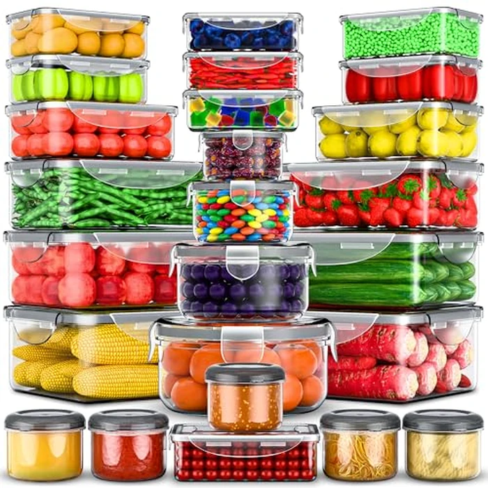 RockBerry 50 Pcs Large Food Storage Containers with Lids Airtight-85 OZ to small Containers-Total 526OZ Stackable Kitchen Set -BPA Free Leak proof containers- Freezer Microwave safe by RockBerry - Used - Like New condition