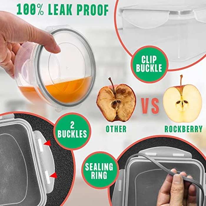 RockBerry 50 Pcs Large Food Storage Containers with Lids Airtight-85 OZ to small Containers-Total 526OZ Stackable Kitchen Set -BPA Free Leak proof containers- Freezer Microwave safe by RockBerry - Image 6