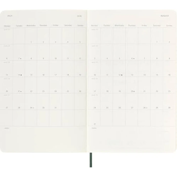 Moleskine Classic 18 Month 2025-2026 Weekly Planner, Soft Cover, Large (5" x 8.25"), Myrtle Green, 208 pages by Moleskine - Image 2