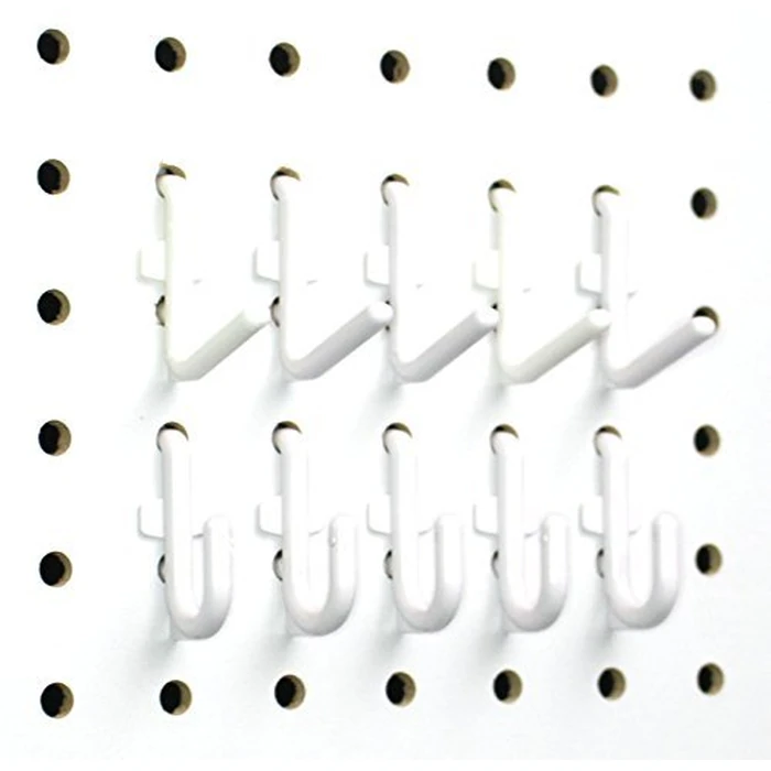 JSP Manufacturing Plastic Locking J Hook & L Hook Pegboard Kit | Garage Tool Craft Jewelry Storage Pegboard Organizer (50, White) by JSP Manufacturing - Used - Like New condition - US$6.44