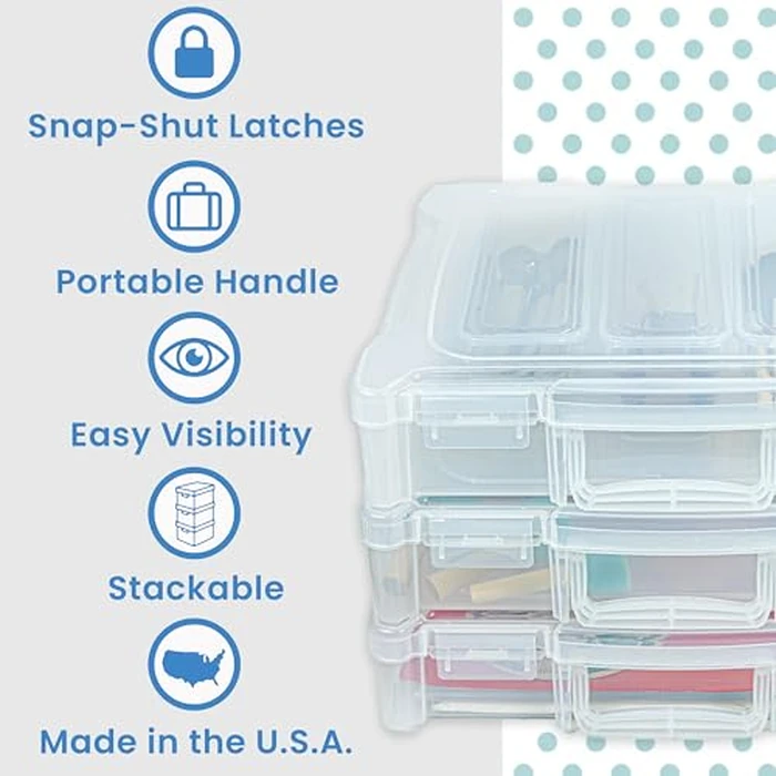 ArtBin 6913ZZ 12" x 12" Portable Art & Craft Organizer with Handle 3-Pack, [3] Plastic Storage Cases, Clear by ArtBin - Image 3