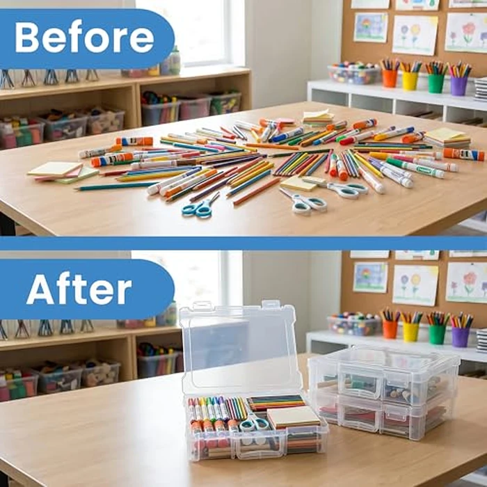 ArtBin 6913ZZ 12" x 12" Portable Art & Craft Organizer with Handle 3-Pack, [3] Plastic Storage Cases, Clear by ArtBin - Image 5