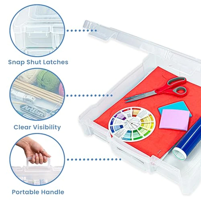 ArtBin 6913ZZ 12" x 12" Portable Art & Craft Organizer with Handle 3-Pack, [3] Plastic Storage Cases, Clear by ArtBin - Image 7