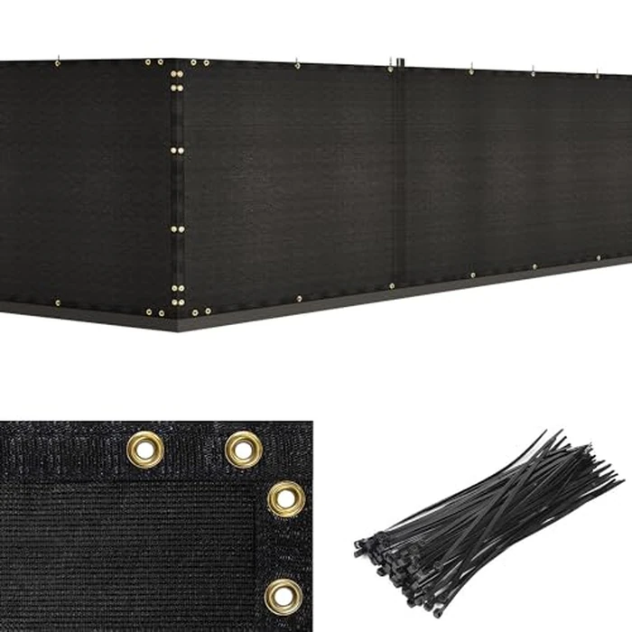 Duerer Privacy Fence Screen 4 x 50ft Black Fence Covering Heavy Duty 170GSM Commercial Windscreen Fencing Mesh Shade Net Cover, UV Protection 90% Blockage Outdoor Backyard, Patio with Cable Ties by Duerer - Used - Very Good condition