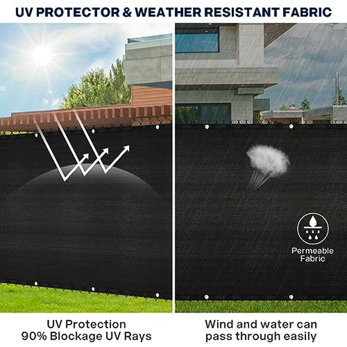 Duerer Privacy Fence Screen 4 x 50ft Black Fence Covering Heavy Duty 170GSM Commercial Windscreen Fencing Mesh Shade Net Cover, UV Protection 90% Blockage Outdoor Backyard, Patio with Cable Ties by Duerer - Image 5