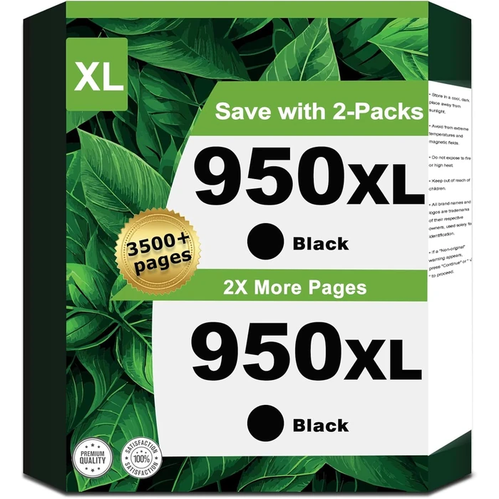 HP 950XL High Yield Original Ink Cartridge (2Pack) - Black by HP - Refurbished - Brand New condition