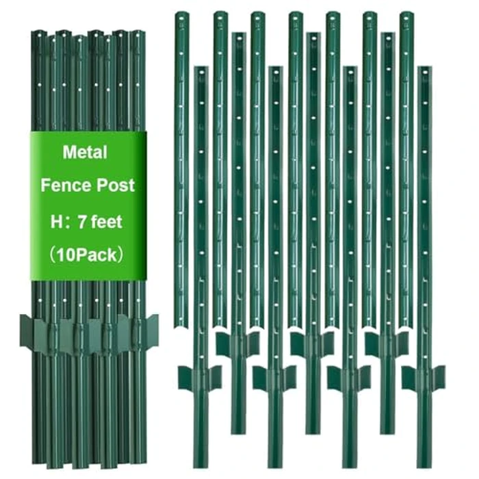 10pk Fence Posts, 7FT Metal Fences Poles Heavy Duty U Post,No Dig Garden Fence Posts,Stakes Step in Post for Wire Fencing,Yard,Lawn,Outdoor by liwzszwil - Used - Very Good condition - CA$105.29