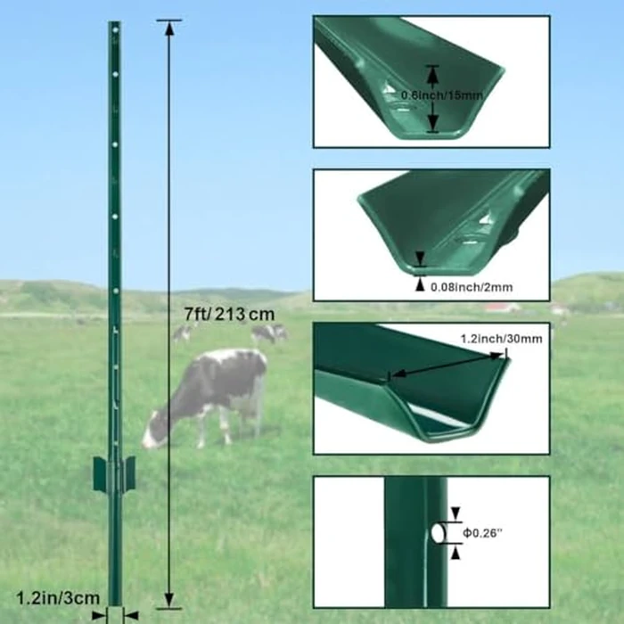 10pk Fence Posts, 7FT Metal Fences Poles Heavy Duty U Post,No Dig Garden Fence Posts,Stakes Step in Post for Wire Fencing,Yard,Lawn,Outdoor by liwzszwil - Image 2