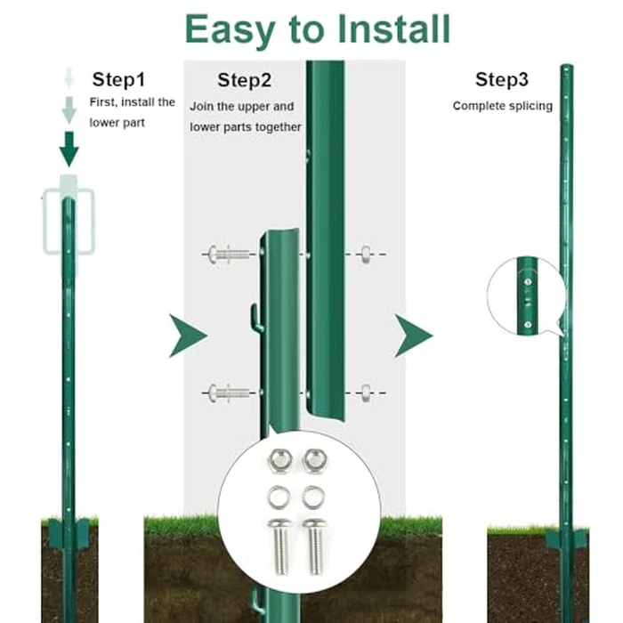 10pk Fence Posts, 7FT Metal Fences Poles Heavy Duty U Post,No Dig Garden Fence Posts,Stakes Step in Post for Wire Fencing,Yard,Lawn,Outdoor by liwzszwil - Image 3