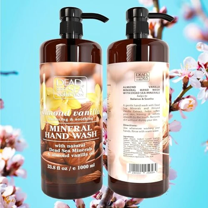 Dead Sea Collection Hand Soap Pump Almond Vanilla - Moisturizing Hand Wash Liquid with Dead Sea Minerals - Almond Vanilla Oils, Balancing & Soothing Pack of 2 (33.8 Fl Oz Each) - 67.6 Fl Oz Total by Dead Sea Collection - Image 8