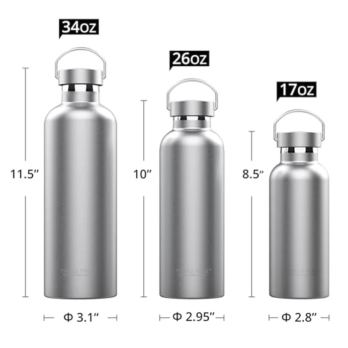 TRIPLE TREE 34 oz Insulated Water Bottle with Hook, Double Wall Stainless Steel Sports Water Bottles, Reusable Vacuum Metal Thermos Bottles for Sports Travel Gym, Leak Proof, BPA-Free, Keeps Hot Cold by JINS&VICO - Image 2