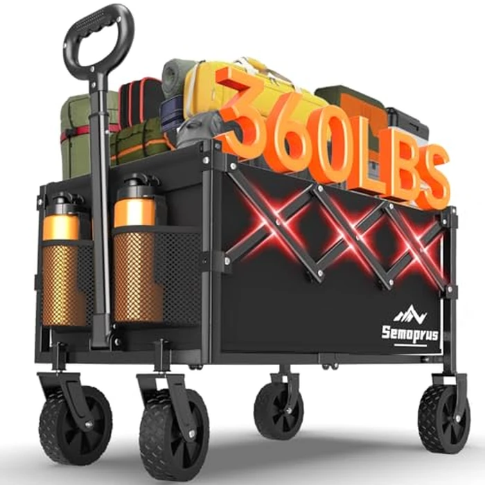 Wagons Carts Foldable, 360LBS Folding Utility Heavy Duty Wagon Cart with Wheels, 100L Portable Utility Outdoor Wagon for Shopping, Beach, Camping, Sports, Garden by COZEER - Image 1
