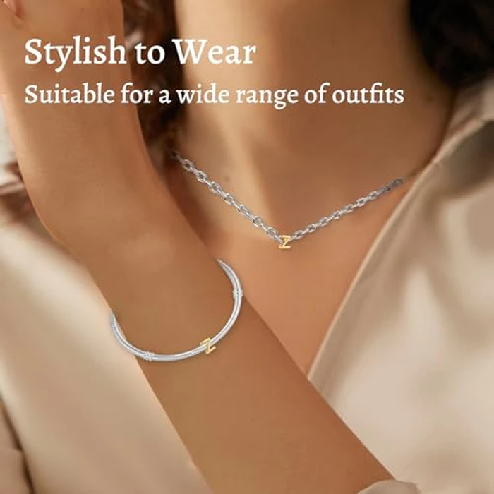 Amieween Initial Letter Alphabet Z Charms 14K Gold Plated, Women, Gifts, Love Mom Family Friend Birthday Anniversary Christmas Mothers Valentine's Day, Bracelets and Necklaces A-Z Charm for Pandora by Amieween - Image 4