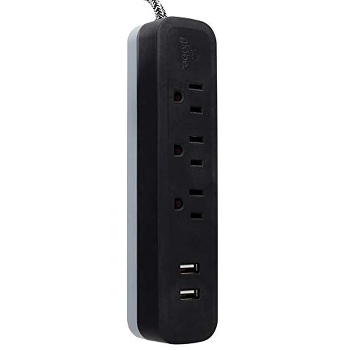 Globe Electric 78249 6ft 3-Outlet USB Surge Protector Power Strip, 2X USB Ports, 2.4 Amps Combined, Black Finish, Right Angle Plug, Compatible with All Charging Devices, Electronic Accessories by Globe Electric - Image 5