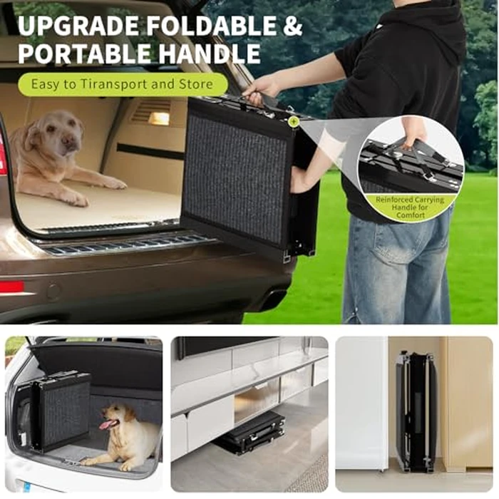 Extra Long Dog Car Ramp, Folding Dog Ramp with Side Handles, Non-Slip Pet Stairs Ramp for Large Dogs to Get Into a Car, SUV, Truck & Outdoor Steps (63" L x 17" W) by WildVenture - Image 5