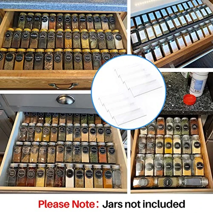 MIUKAA Clear Acrylic Spice Drawer Organizer, 4 Tier- 2 Set Expandable From 13" to 26" Drawer Seasoning Organizer, Kitchen Spice Rack Tray for Drawer/Countertop (Jars not included) by MIUKAA - Image 2