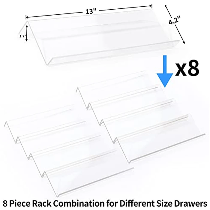MIUKAA Clear Acrylic Spice Drawer Organizer, 4 Tier- 2 Set Expandable From 13" to 26" Drawer Seasoning Organizer, Kitchen Spice Rack Tray for Drawer/Countertop (Jars not included) by MIUKAA - Image 4