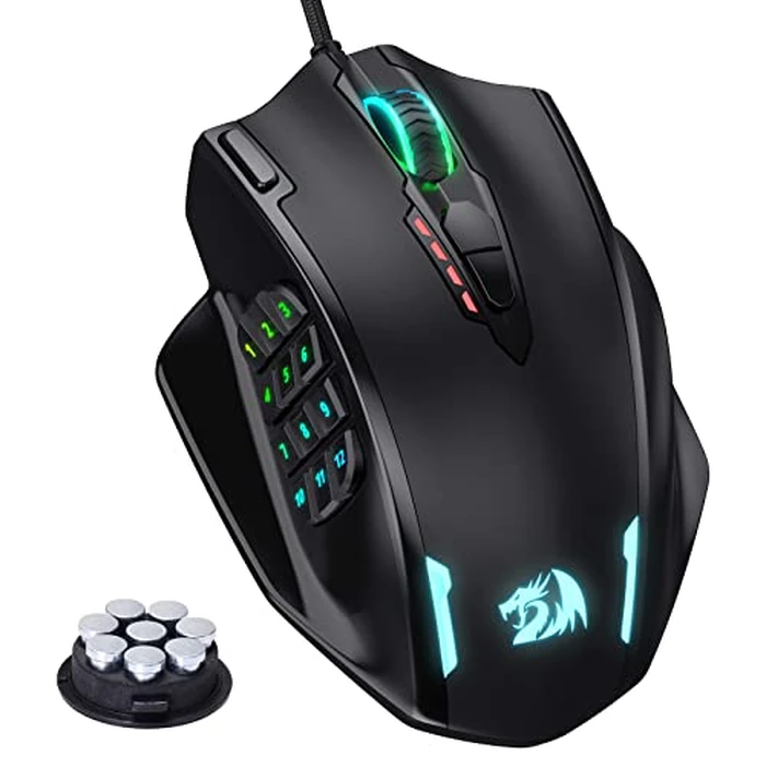 Redragon M908 Impact RGB LED MMO Gaming Mouse with 12 Side Buttons, Optical Wired Ergonomic Mouse with Max 12,400DPI, High Precision, 18 Programmable Macro Shortcuts, Comfort Grip by Redragon - Image 1
