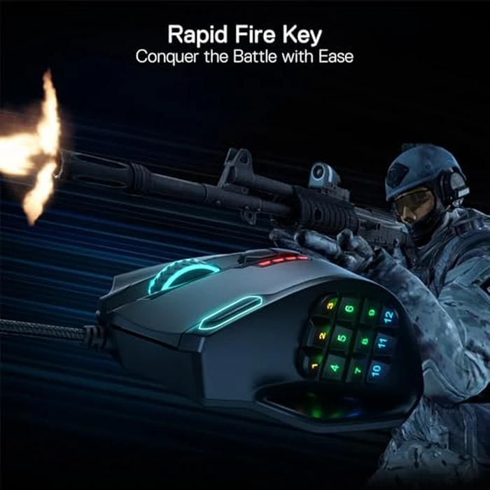 Redragon M908 Impact RGB LED MMO Gaming Mouse with 12 Side Buttons, Optical Wired Ergonomic Mouse with Max 12,400DPI, High Precision, 18 Programmable Macro Shortcuts, Comfort Grip by Redragon - Image 5