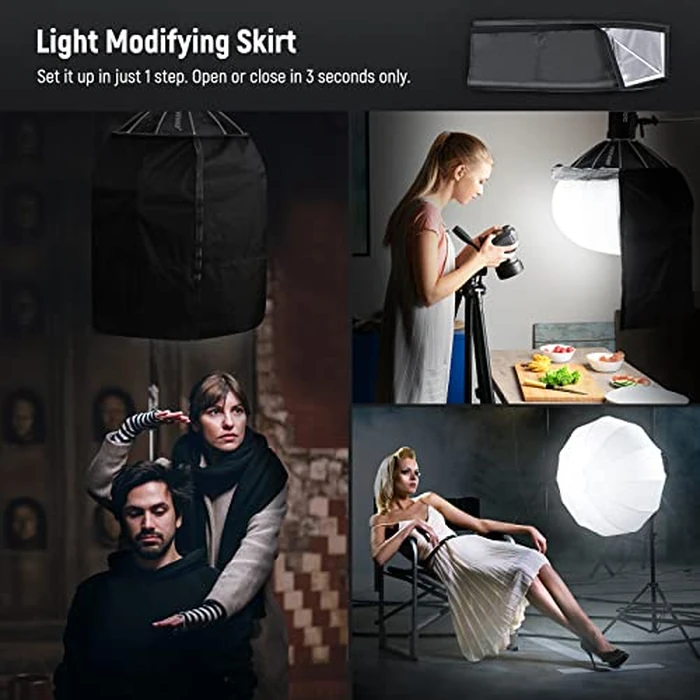 NEEWER 26"/65cm Lantern Softbox One Step Quick Release, 360 degrees Lighting Diffuser with Skirt, Bowens Mount for Video Light CB60B CB100C Compatible with Aputure Light 600d Amaran 60x Godox SL60W, NS65L by NEEWER - Image 4