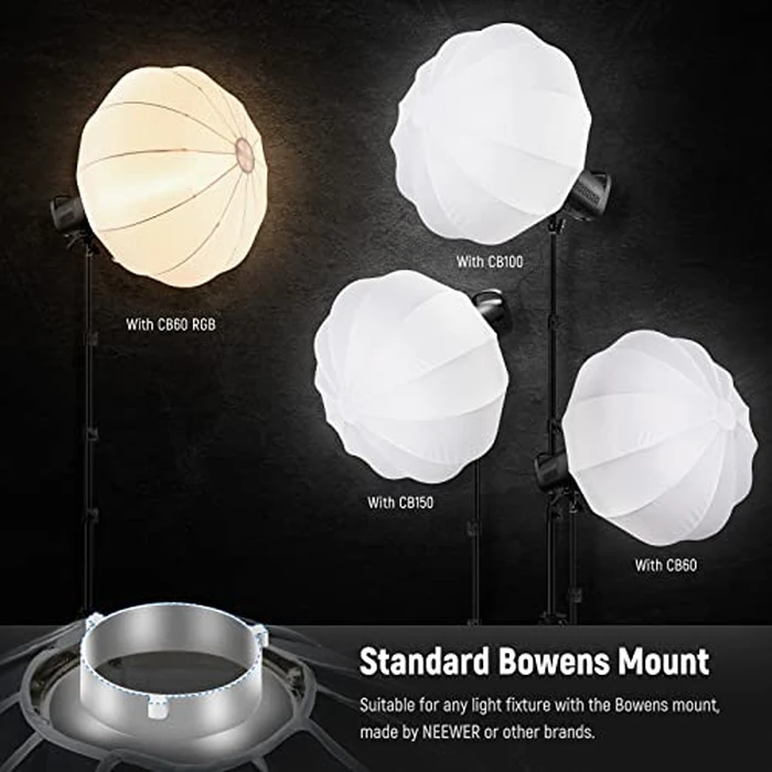 NEEWER 26"/65cm Lantern Softbox One Step Quick Release, 360 degrees Lighting Diffuser with Skirt, Bowens Mount for Video Light CB60B CB100C Compatible with Aputure Light 600d Amaran 60x Godox SL60W, NS65L by NEEWER - Image 5