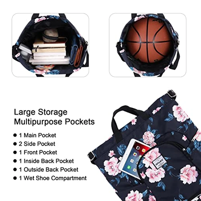 HAWEE Dry Wet Drawstring Backpack with Shoe Compartment for Women and Men Waterproof Yoga String Bag Outdoor Sports Rucksack for Gym/Beach/Swim Pool, Peony by HAWEE - Image 3