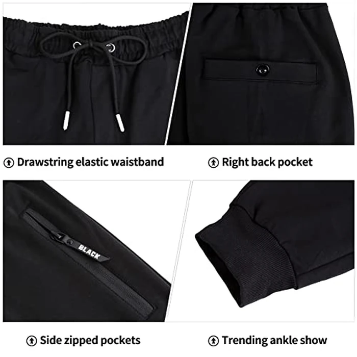 BUXKR Mens Casual Joggers Sweatpants for Jogging,Running or Athletic Activities,Black,S by BUXKR - Image 4