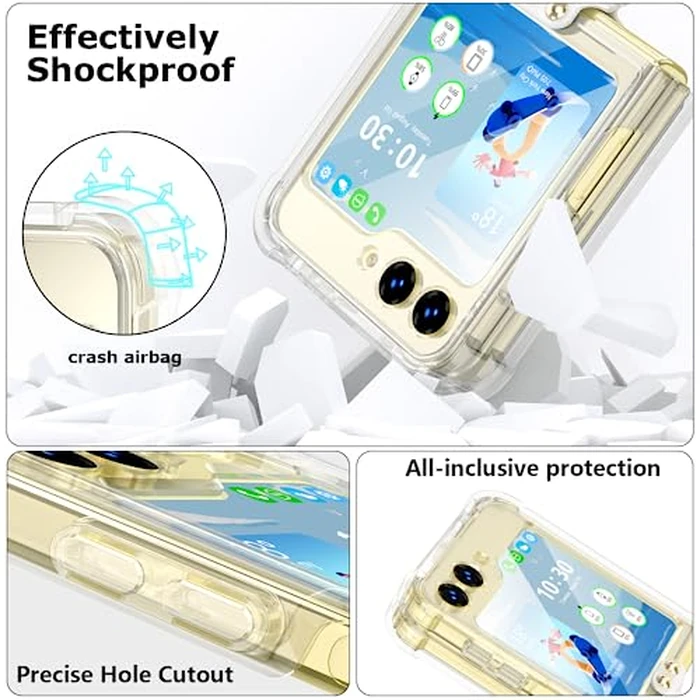 Samsung Galaxy Z Flip 6 Clear Case with Ring, Anti-Fall Shockproof Protective Cover for Z Flip 6 5G 2024 by SQMCase - Image 3