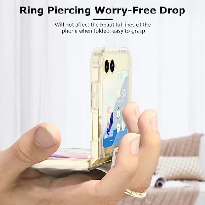 Samsung Galaxy Z Flip 6 Clear Case with Ring, Anti-Fall Shockproof Protective Cover for Z Flip 6 5G 2024 by SQMCase - Image 4