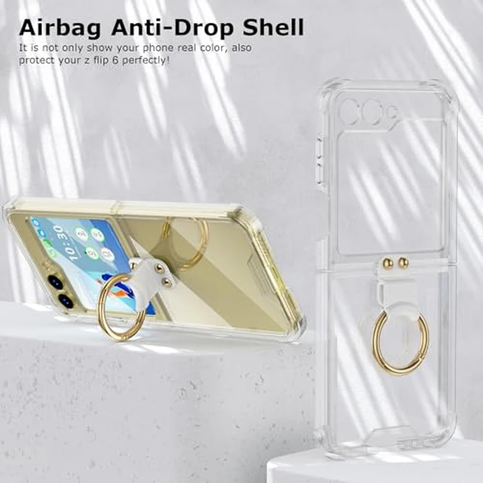 Samsung Galaxy Z Flip 6 Clear Case with Ring, Anti-Fall Shockproof Protective Cover for Z Flip 6 5G 2024 by SQMCase - Image 6