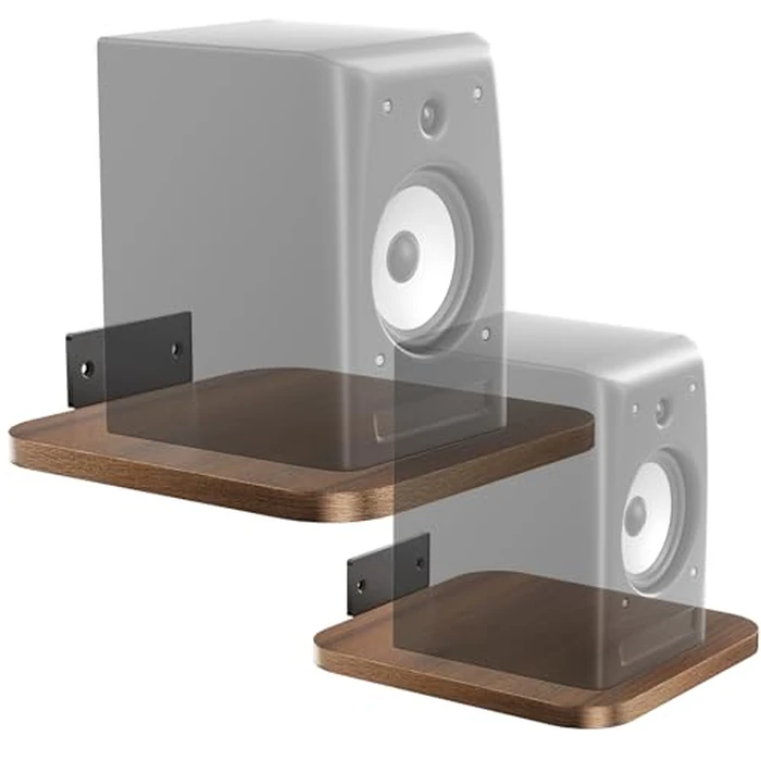 WALI Speaker Wall Mount, Heavy Duty Bookshelf Speaker Floating Wall Shelf, Surround Sound Speakers Stand for Living Room, Home Theater and Gaming Room, Holds up to 25kg/55lbs, (SWM302), 1 Pair, Wood by WALI - Used - Very Good condition